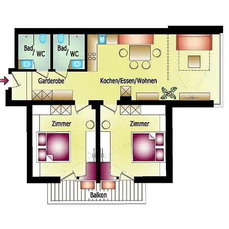 Apartamento Apartmentwohnung Mit Balkon Für Sechs Personen